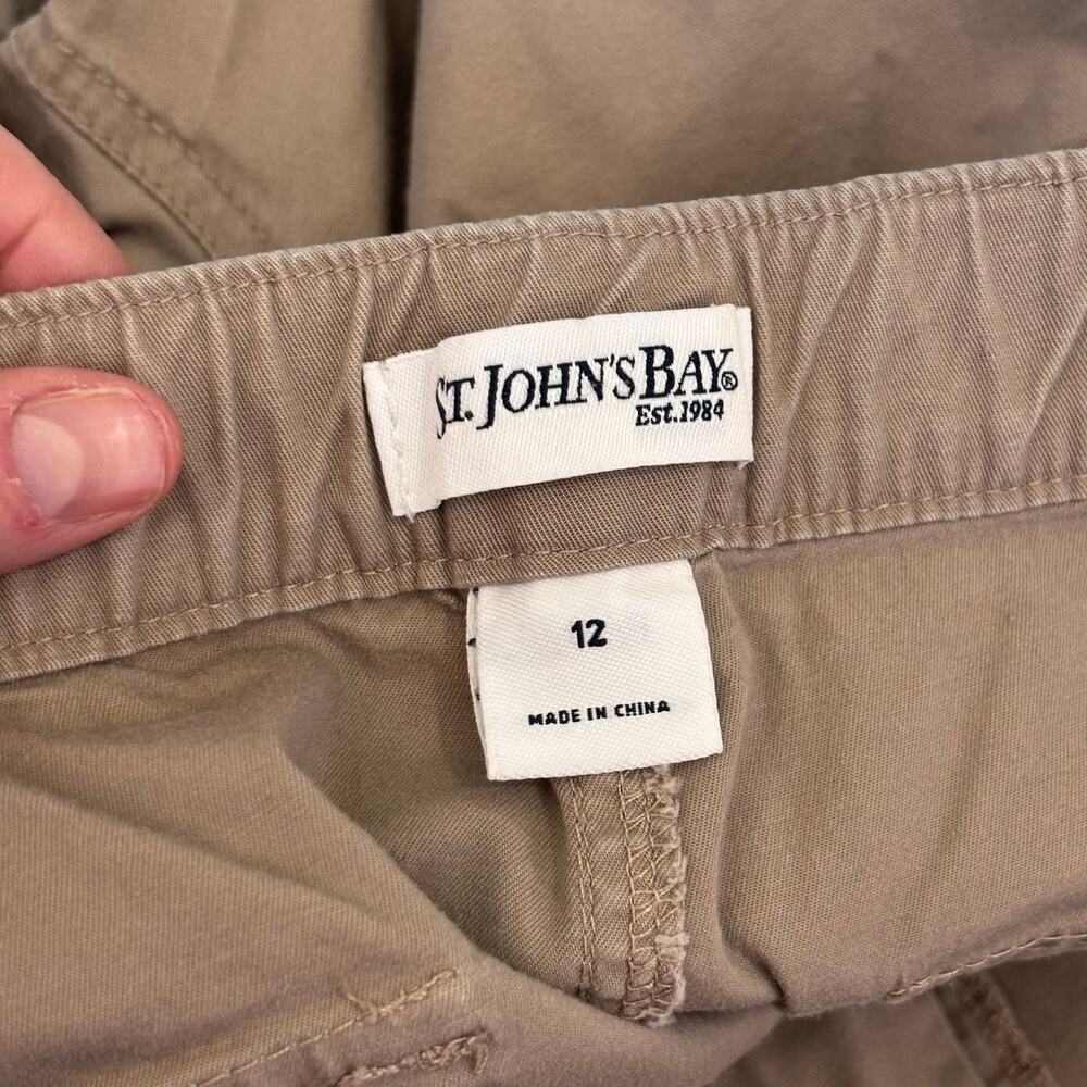 St Johns Bay Cargo Capri Pant 12 Khaki Utility Baggy Stretch Hiking GORP Y2K 90s - Picture 11 of 13